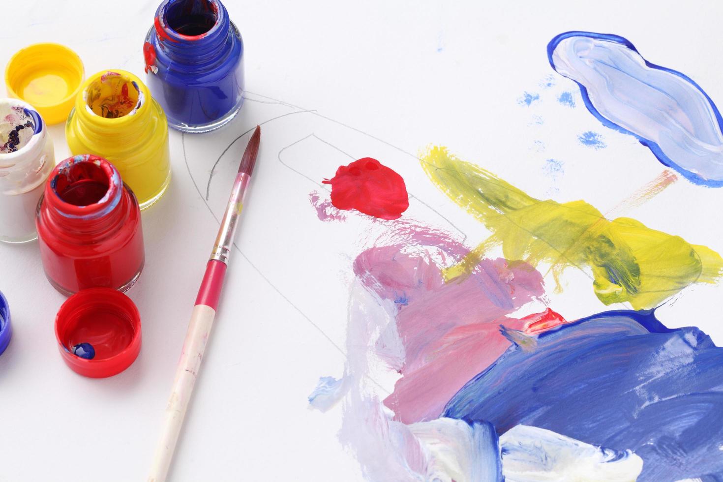 Group of equipment for painting on paper photo