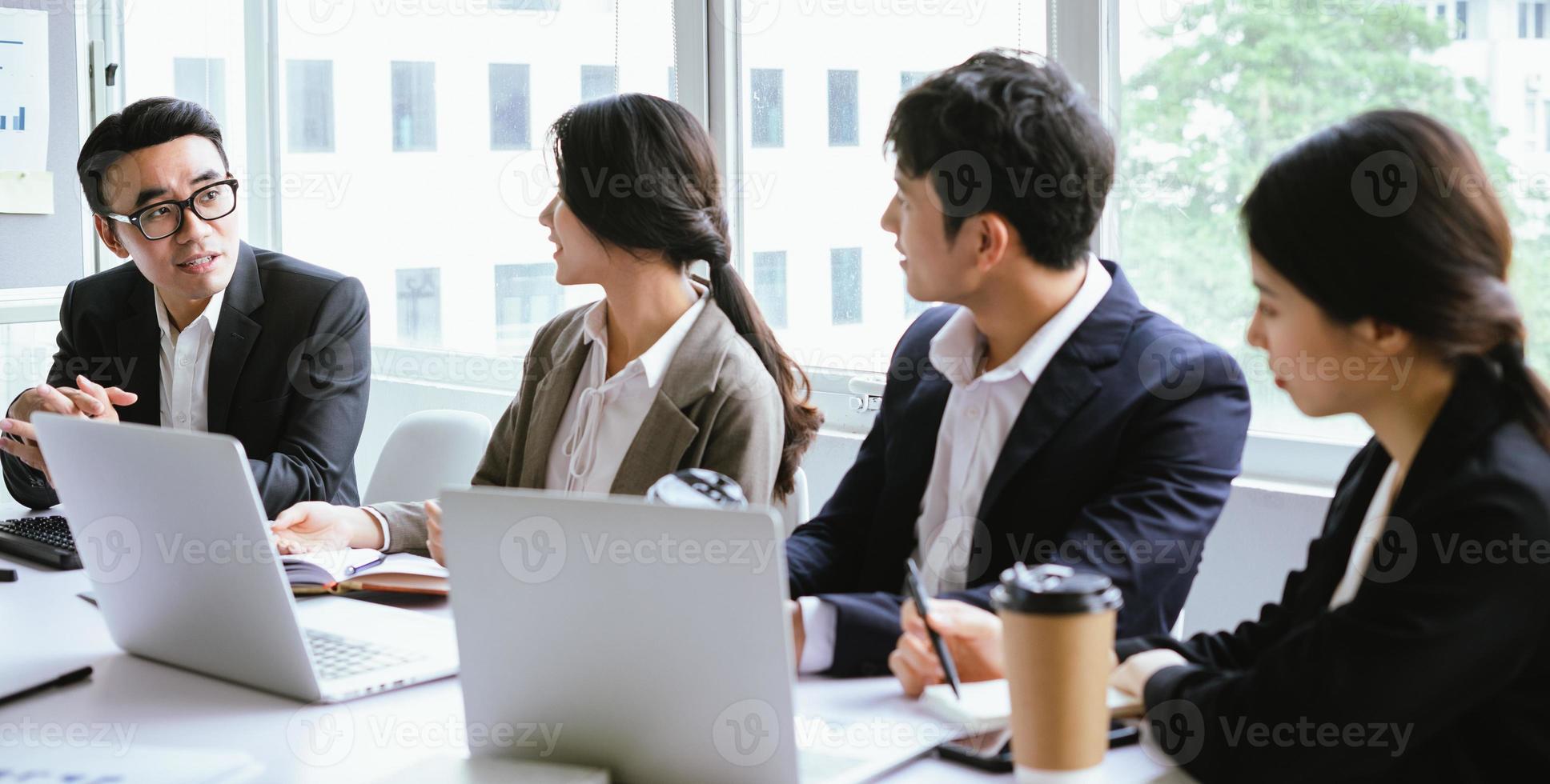 Everyone shares ideas together in the meeting photo