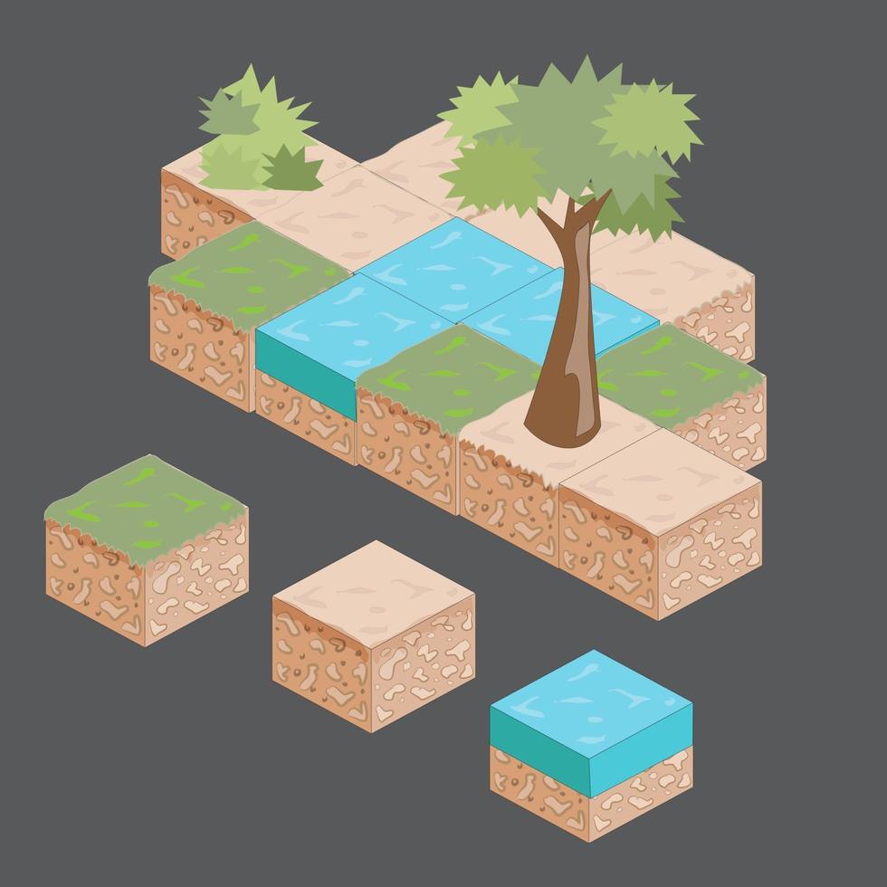 Isometric Landscape Cubes for Game vector