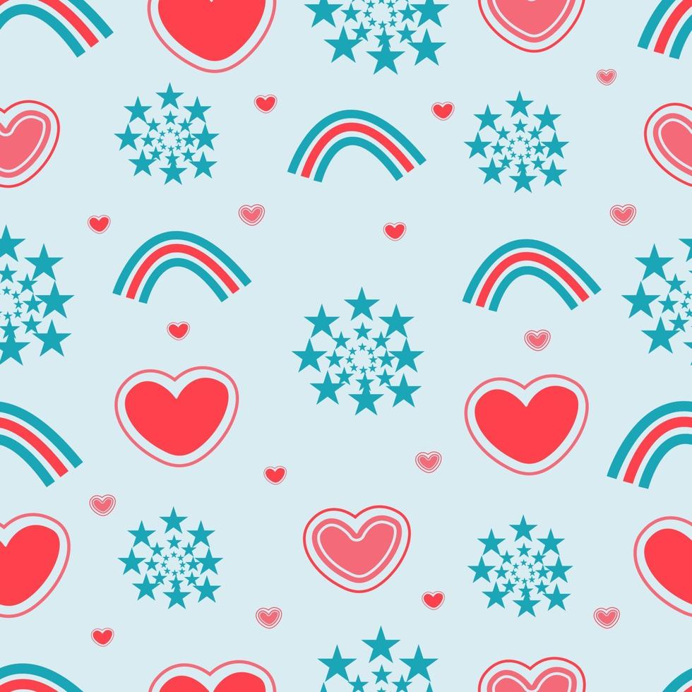 seamless pattern with love and rainbow pattern vector