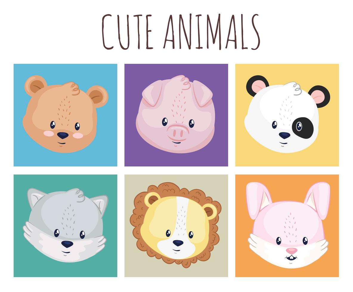 collection of icons with animals vector