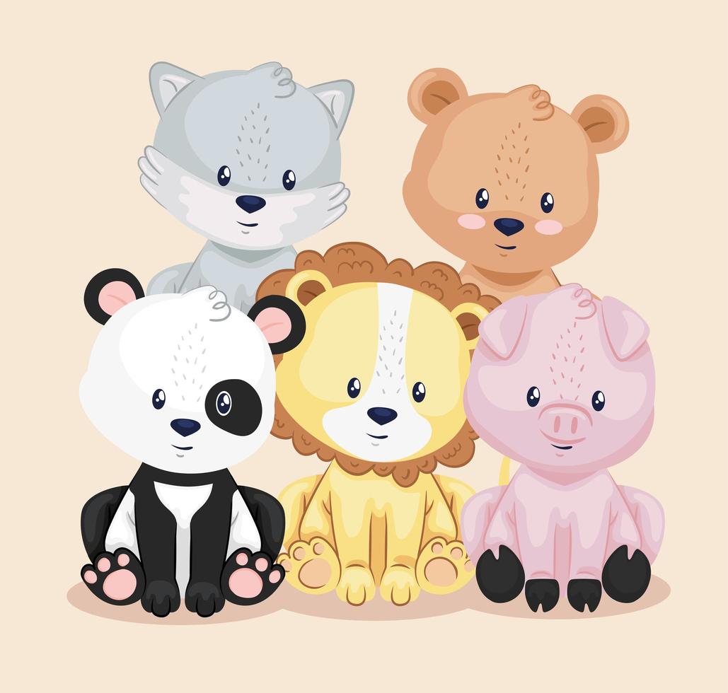 collection of cute animals vector