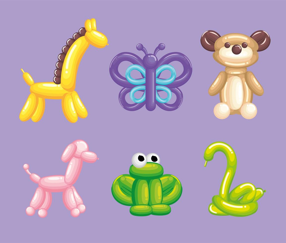 animals balloons icon set vector