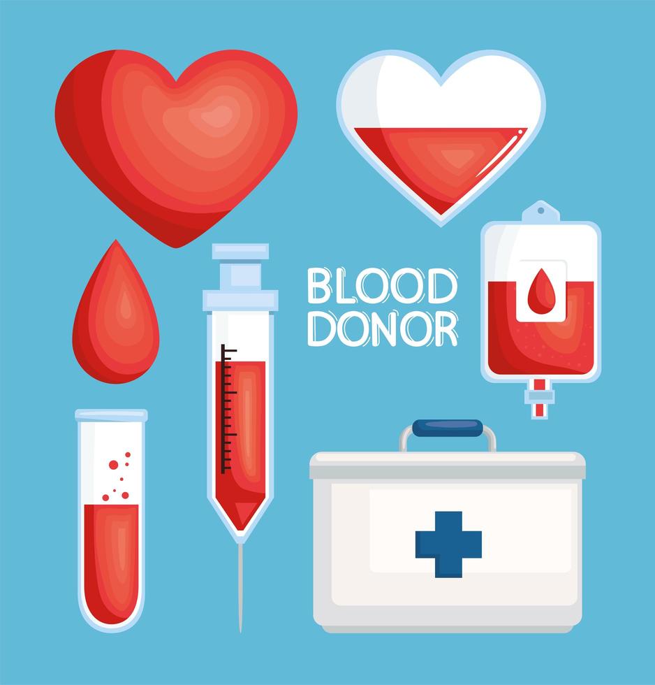 blood donor lettering icons vector