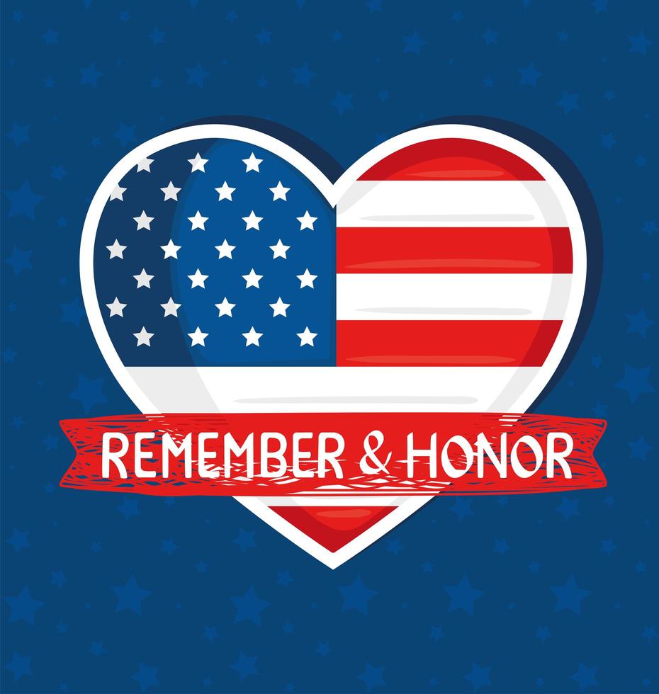 heart usa flag vector