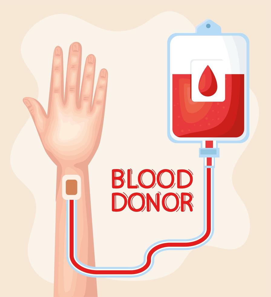 blood donor lettering and hand vector