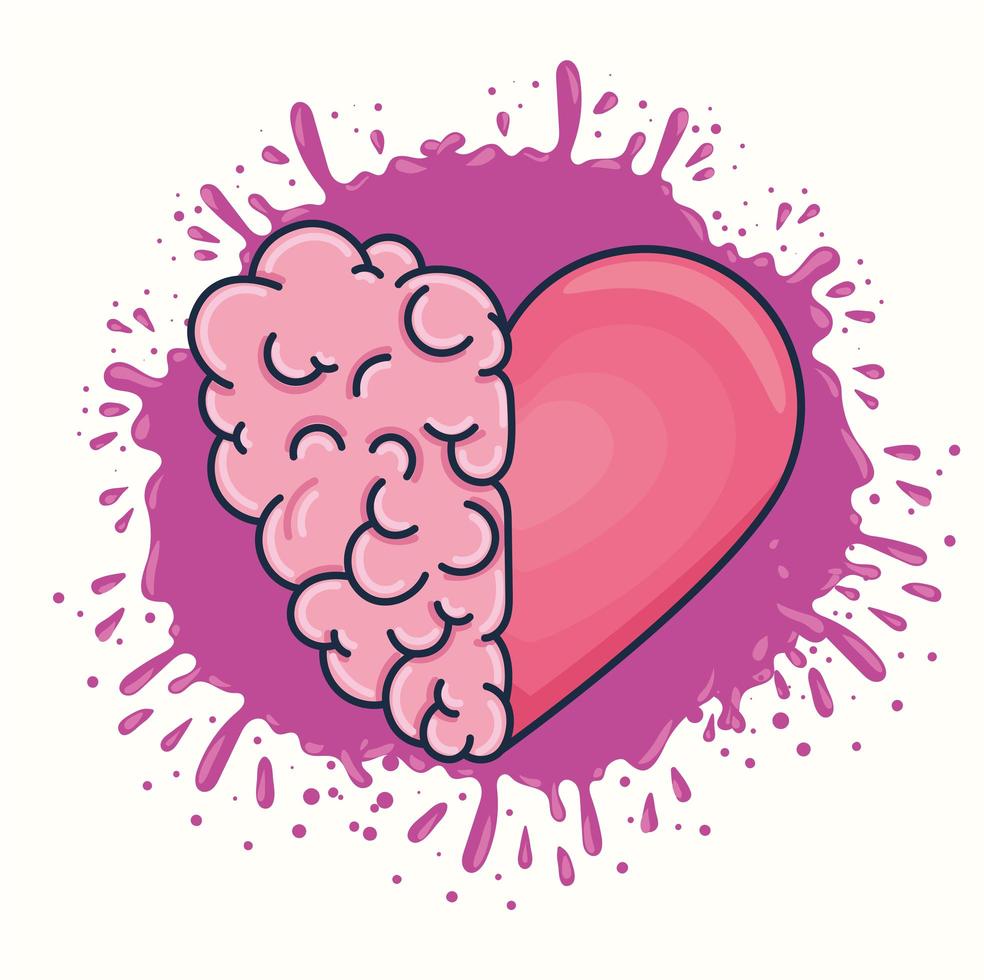 brain and heart design vector