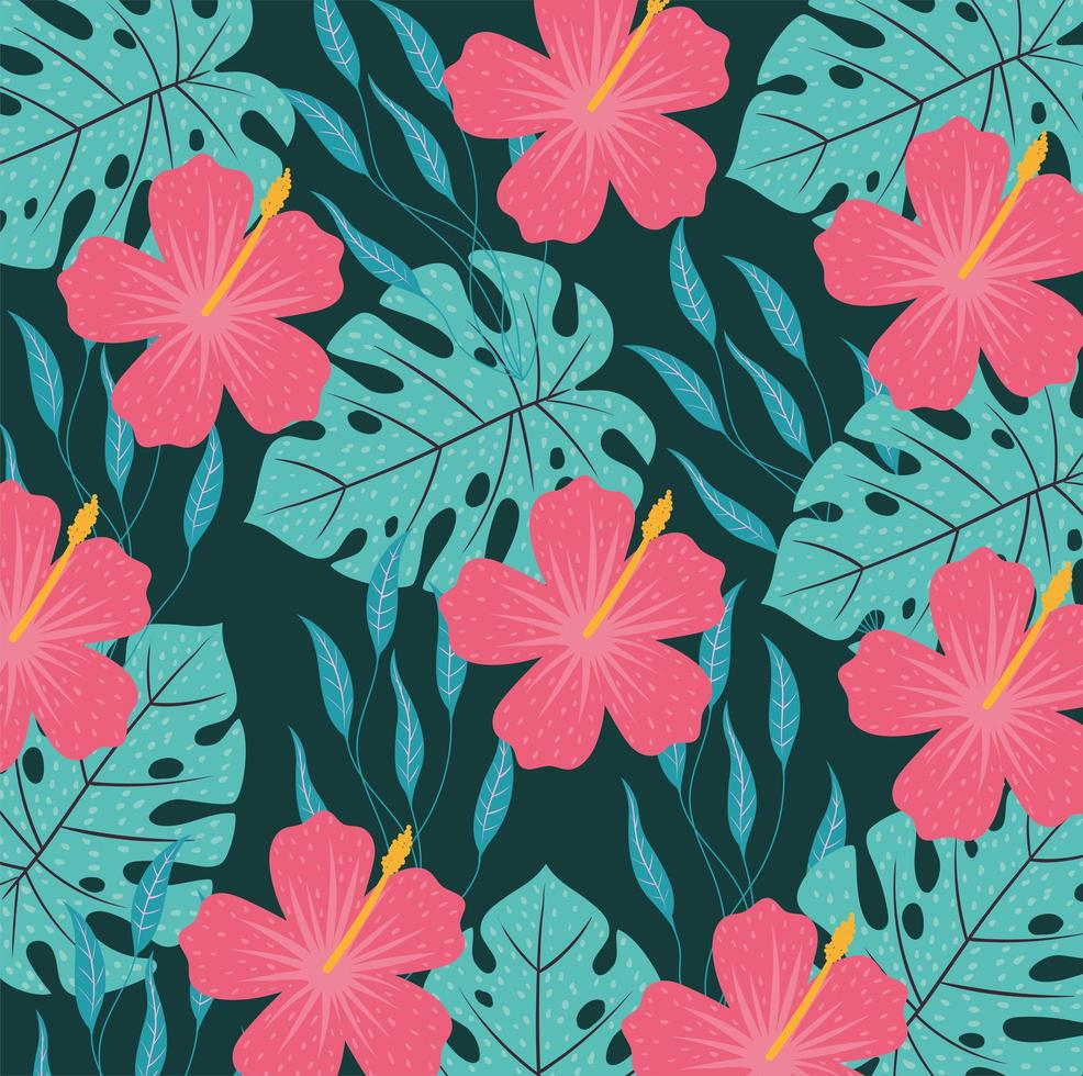 hawaiian flowers background vector