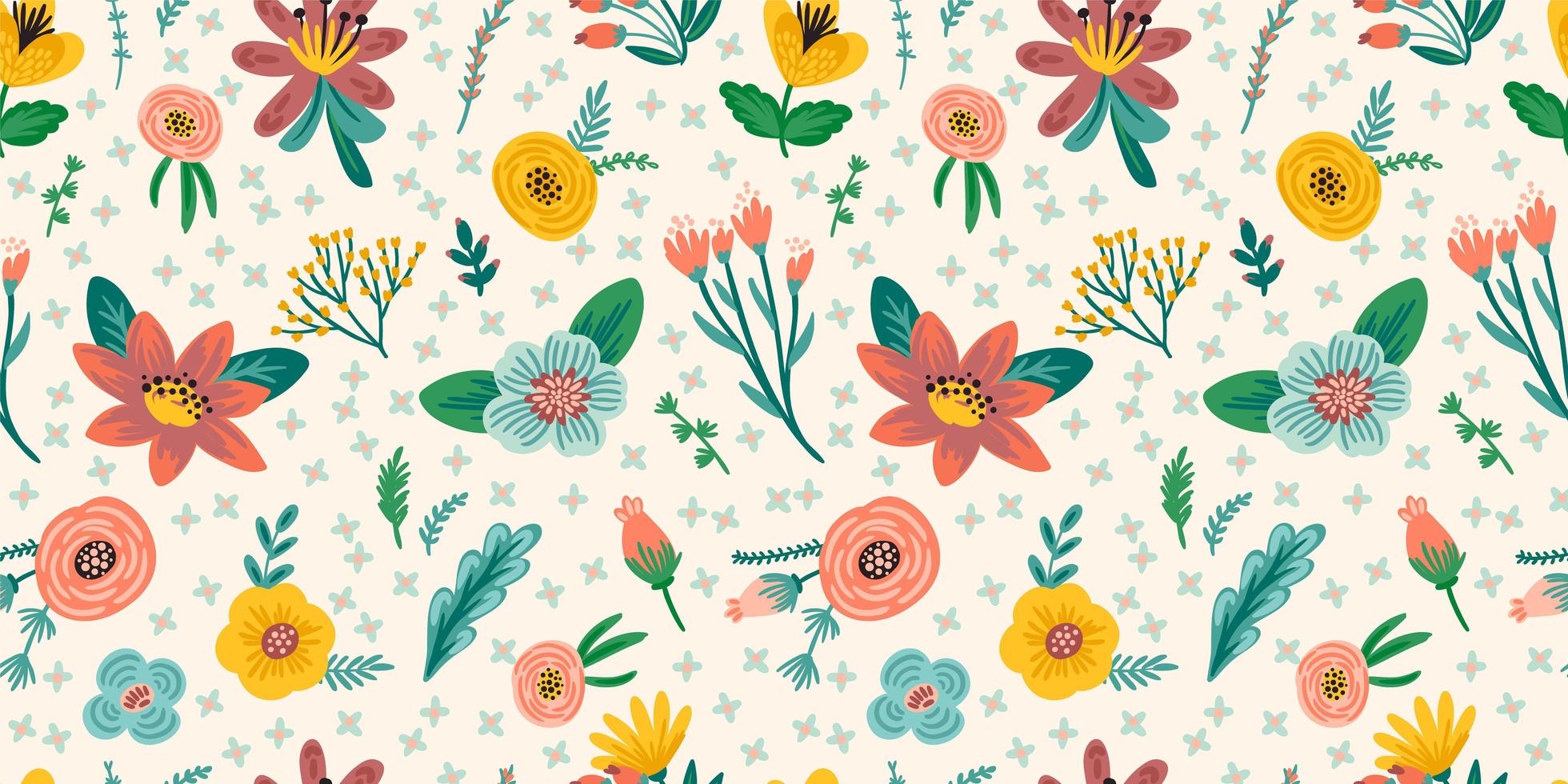 Folk floral seamless pattern. Modern abstract design vector
