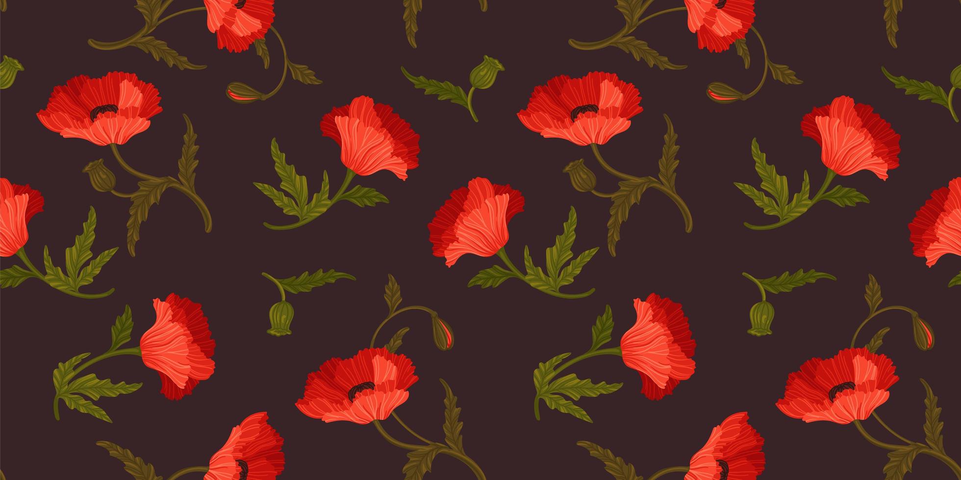 patrón floral transparente con amapolas. diseño vectorial vector