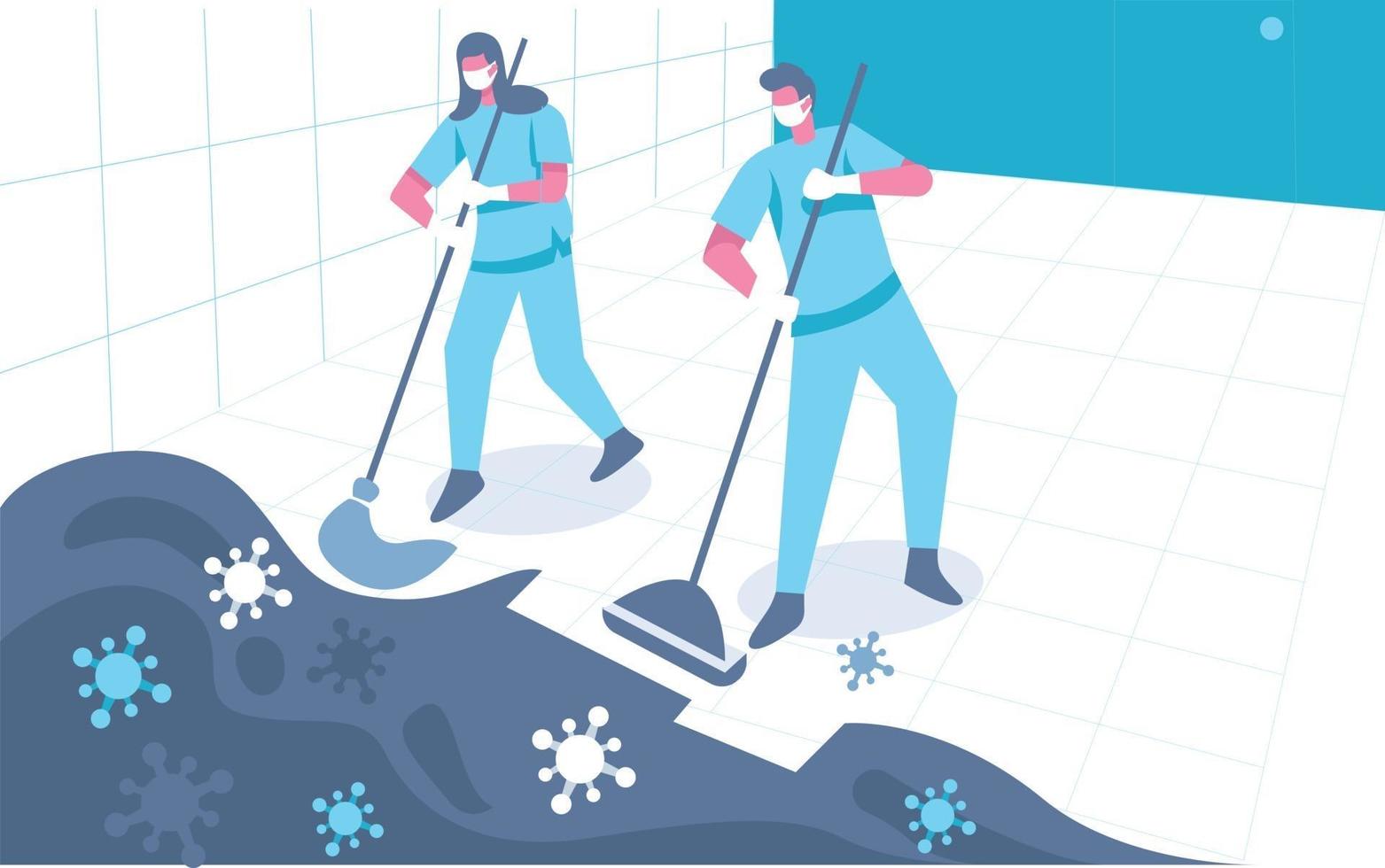 Cleaning up bacteria illustration concept vector
