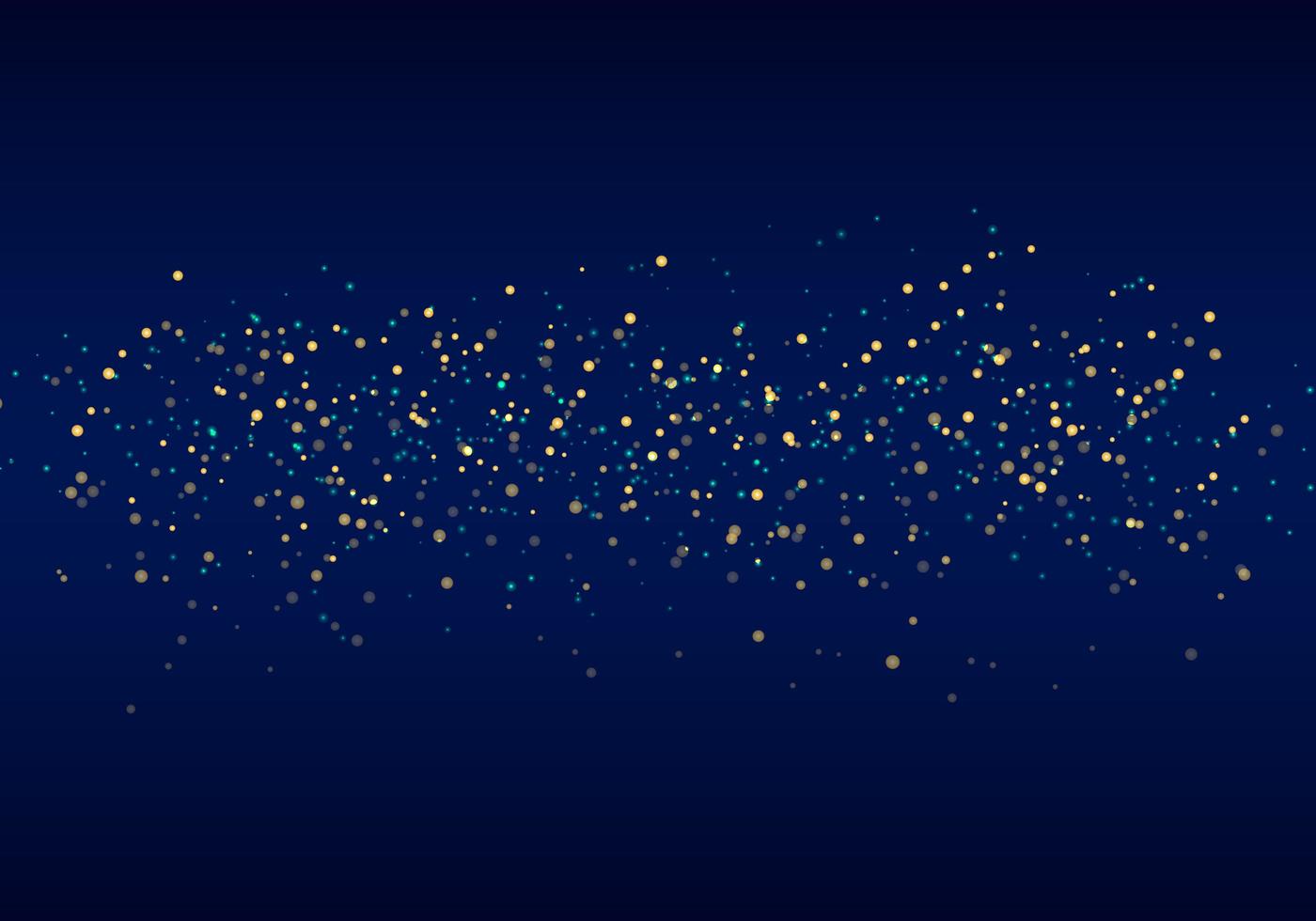 Abstract falling golden glitter lights dark blue background vector