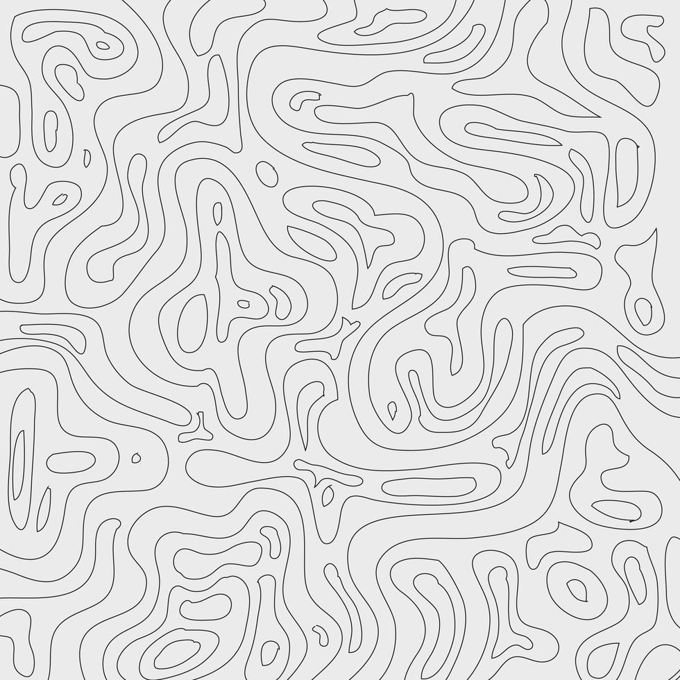Topographic contour lines map pattern black and white background vector