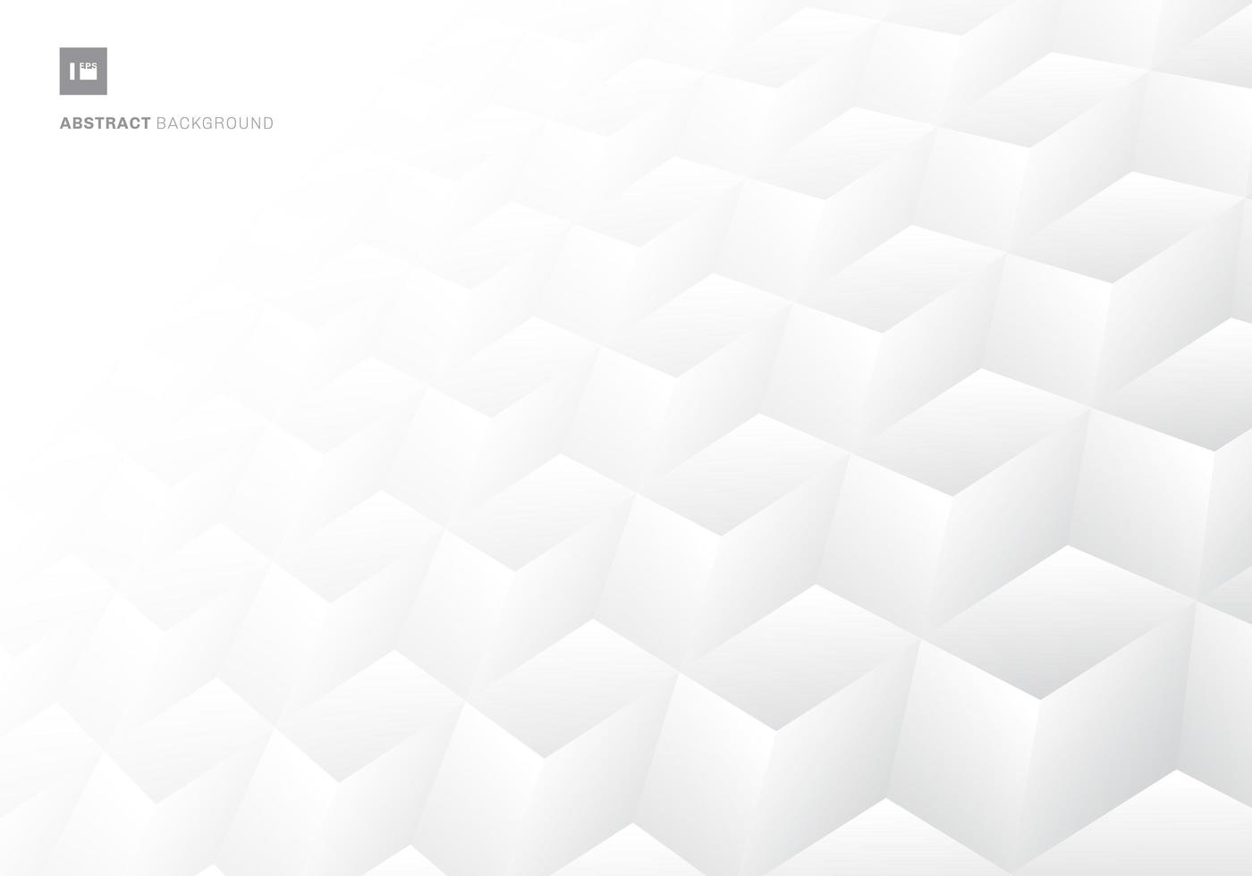 3D geometric white and gray gradient color cubes pattern background vector