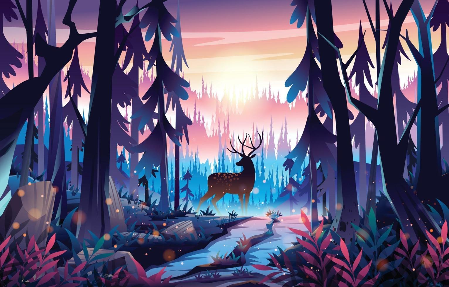 Reindeer in The Nature Concept vector