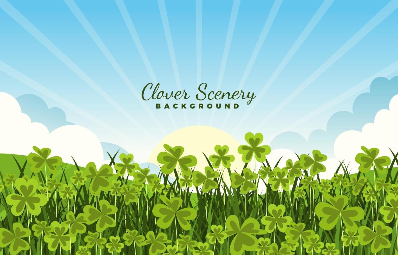 Scenery of Green Clover Field during Sunrise vector