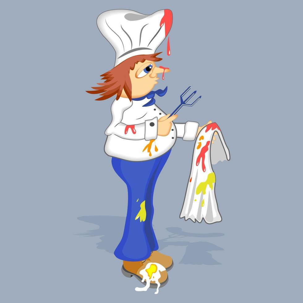 Messy Professional Chef at Work vector