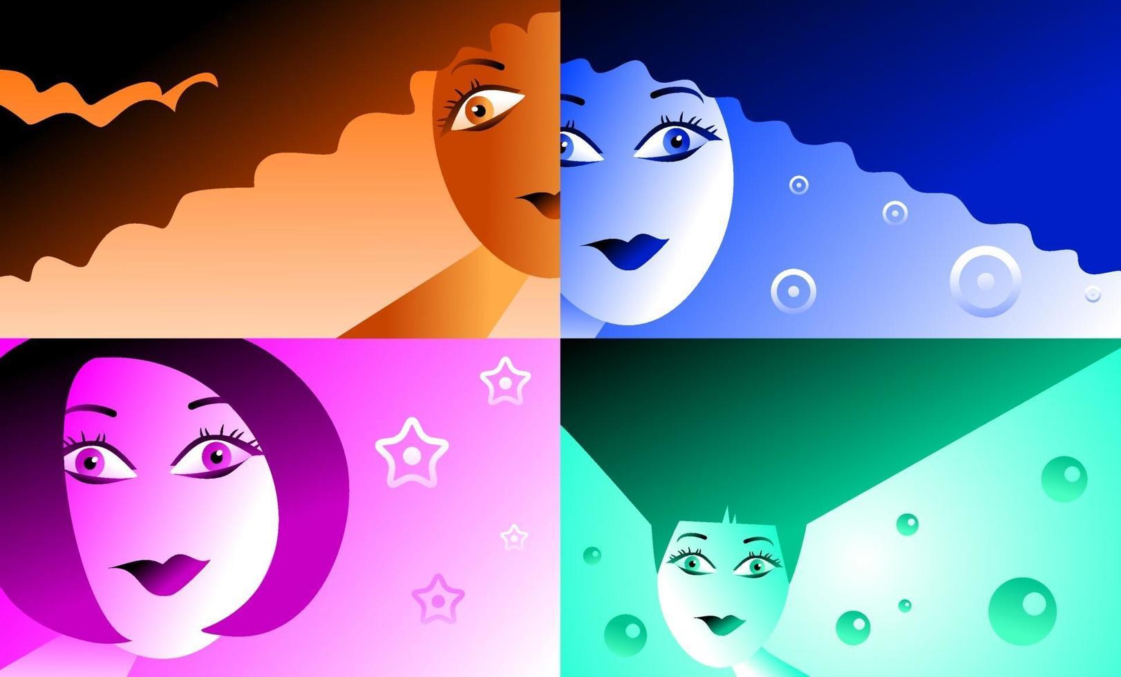 Women with Colorful Hair vector
