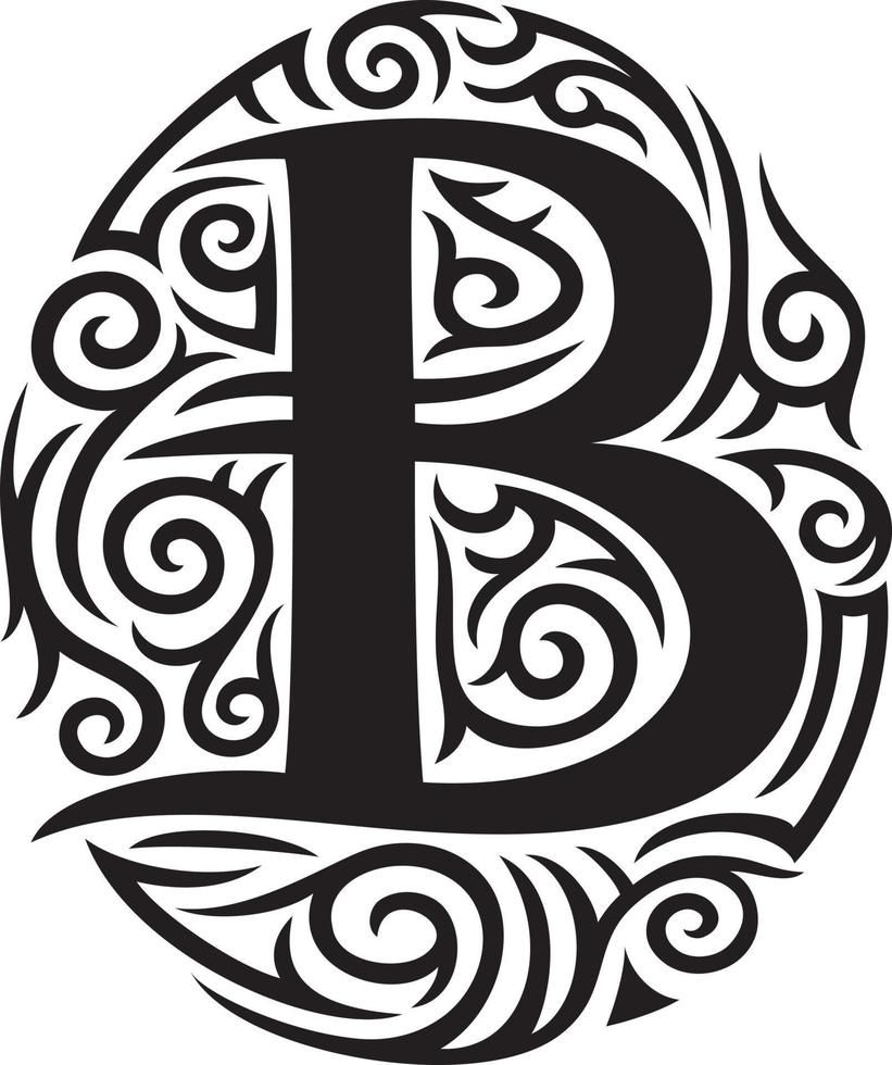 Letter B Tattoo Tribal Design vector