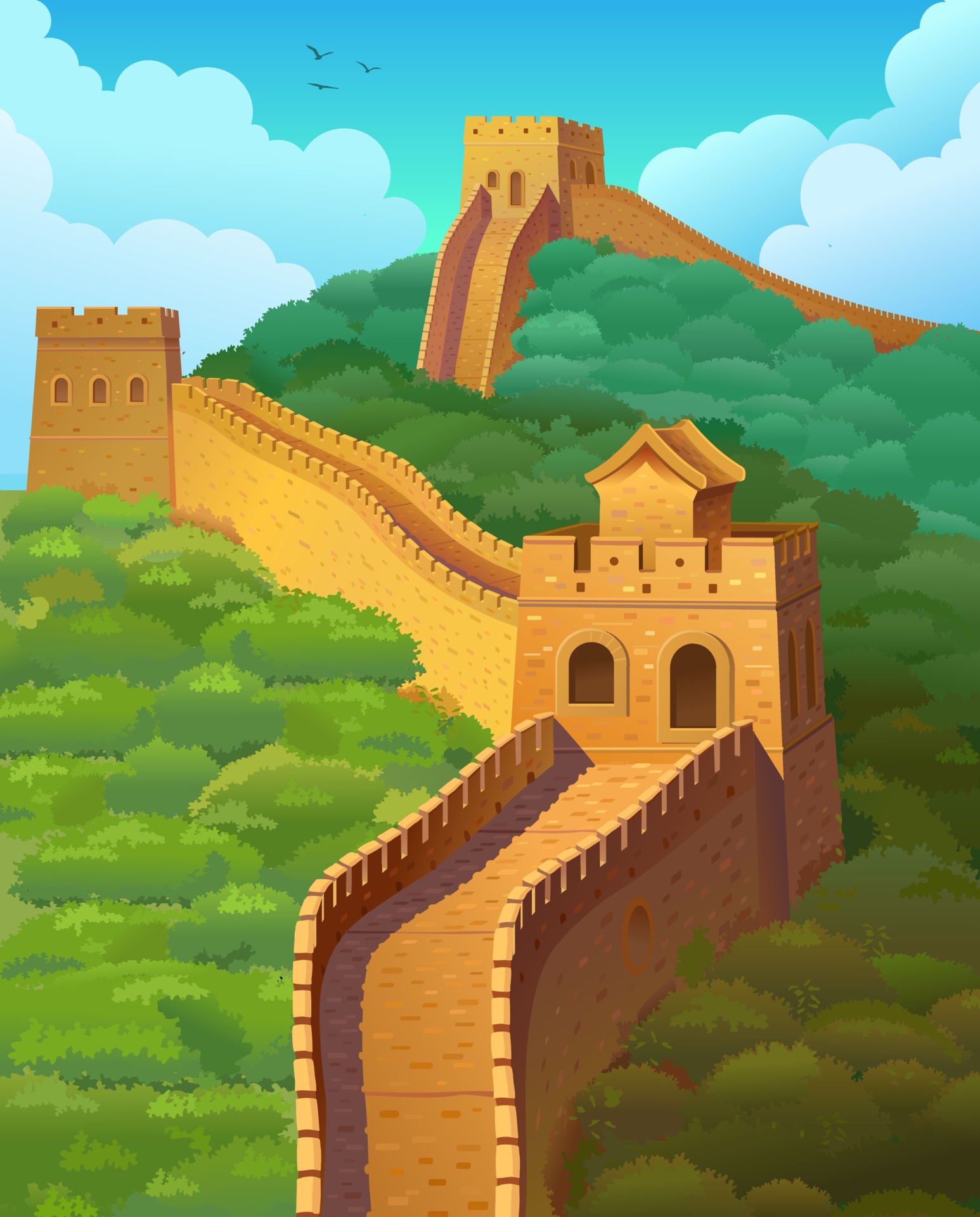 great wall of china illustration