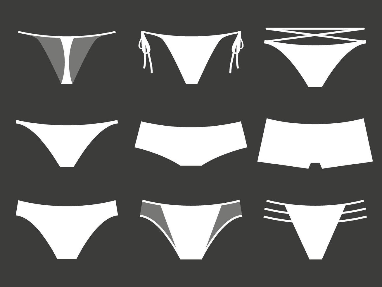 Set of Womens Underwear on a Black Background vector