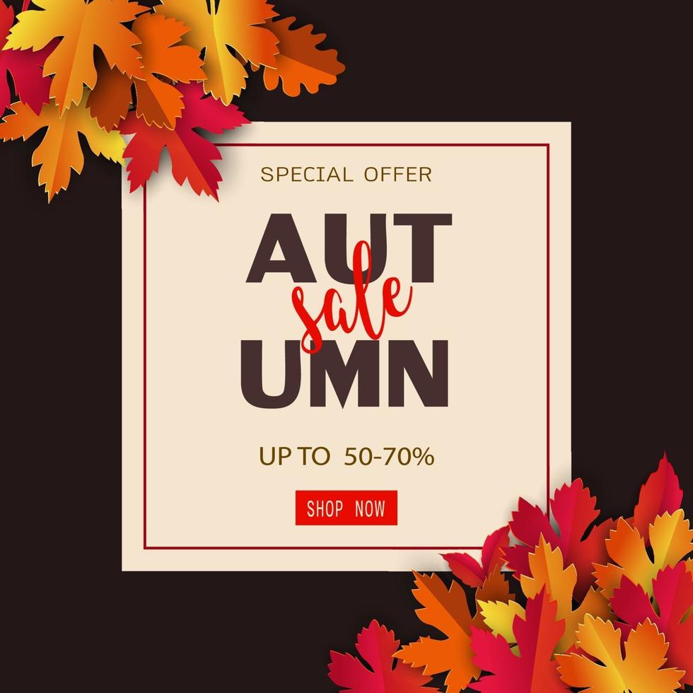 Autumn or Fall sale banner background,for shopping online,website vector