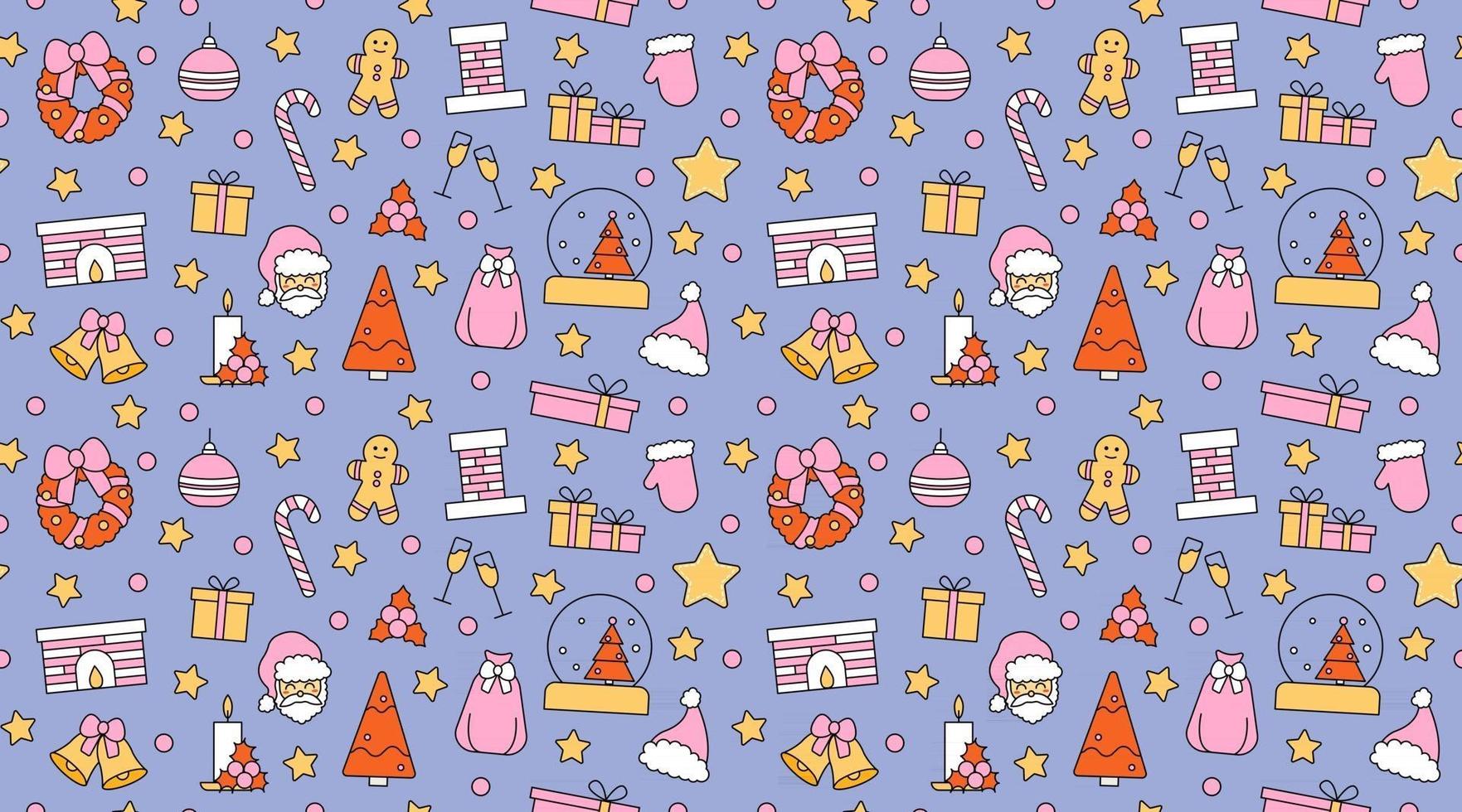 Seamless repeating pattern with Christmas and Happy New Year symbols vector