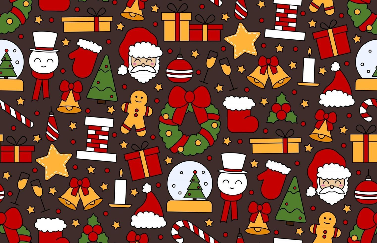 Seamless repeating pattern with Christmas and Happy New Year symbols vector