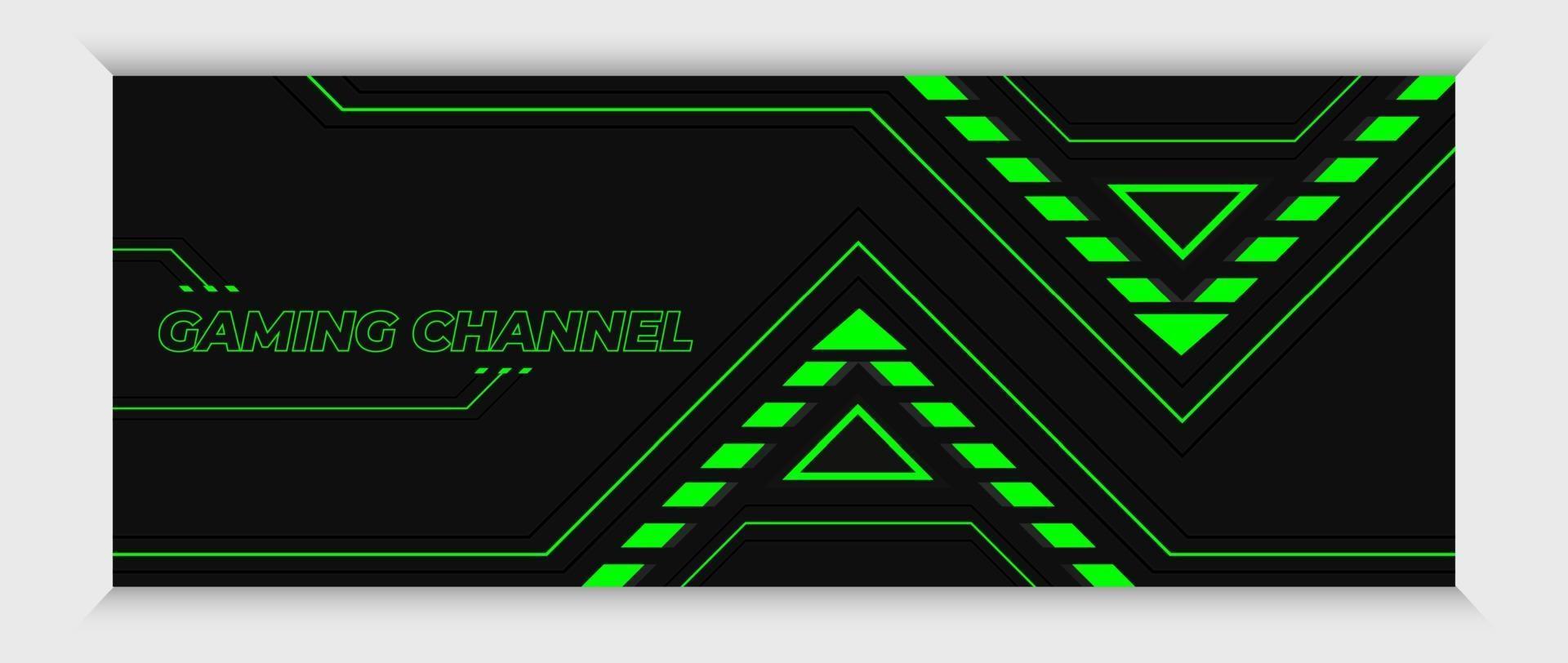 futuristic green and black gaming banner and cover design template vector