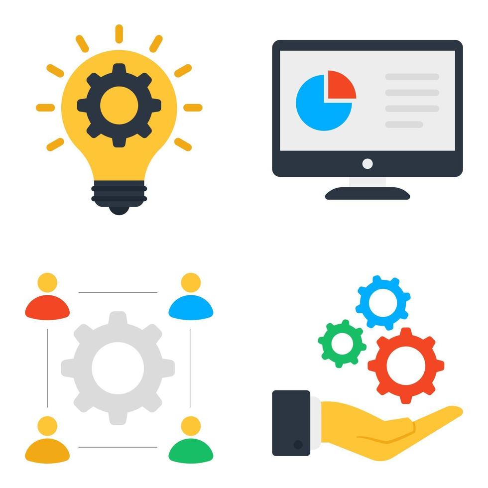 Pack of Project and Development Flat Icons vector