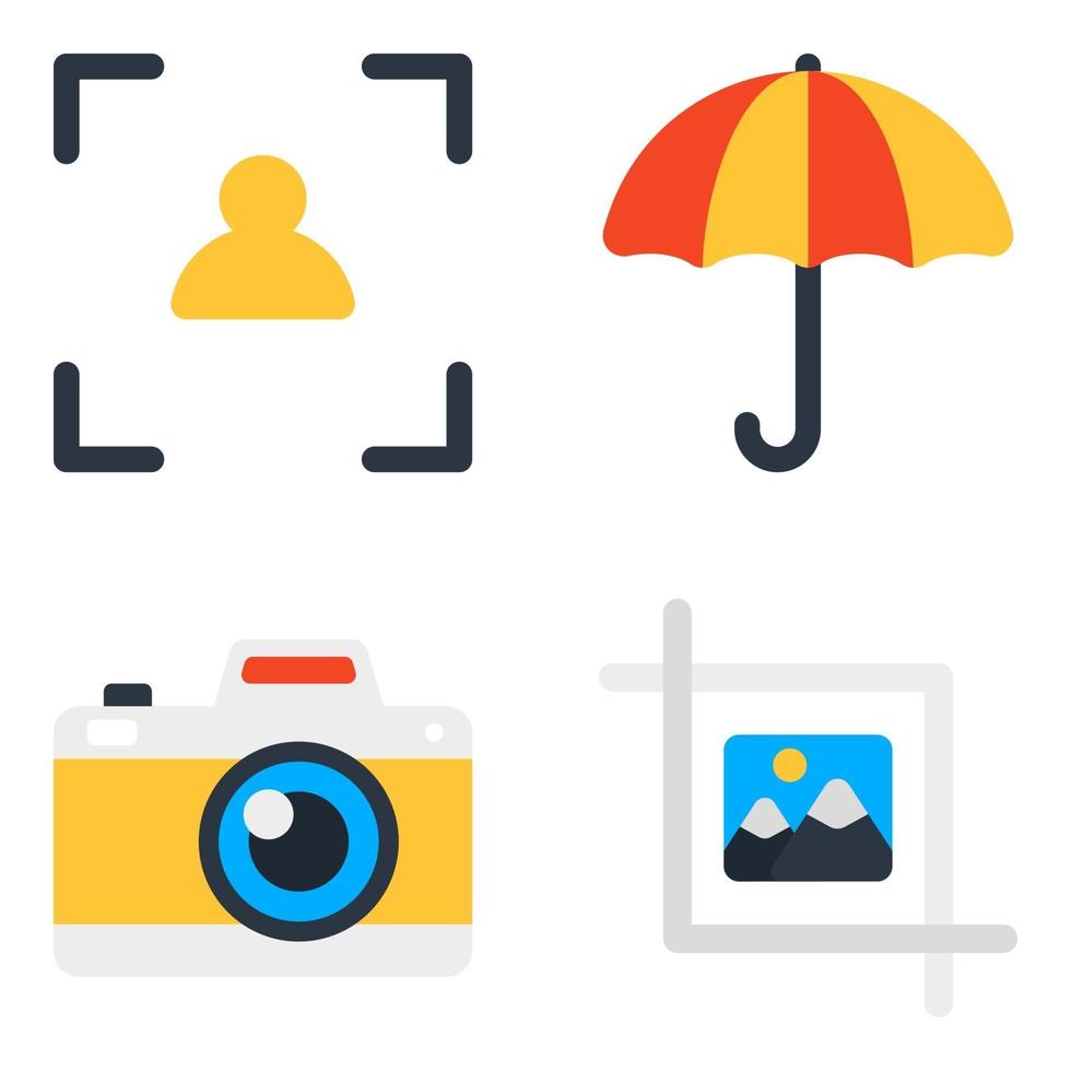 Pack of Photography and Cinematography Flat Icons vector