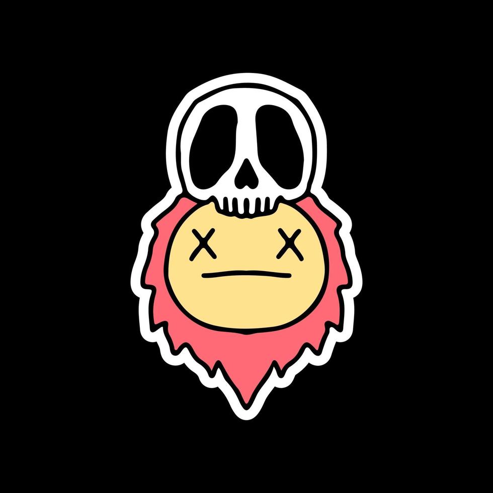 skull head and dead emoji on fire. illustration for t shirt vector