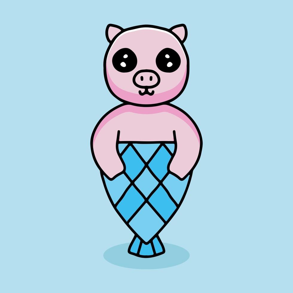 adorable mermaid pig cartoon. illustration for t shirt vector