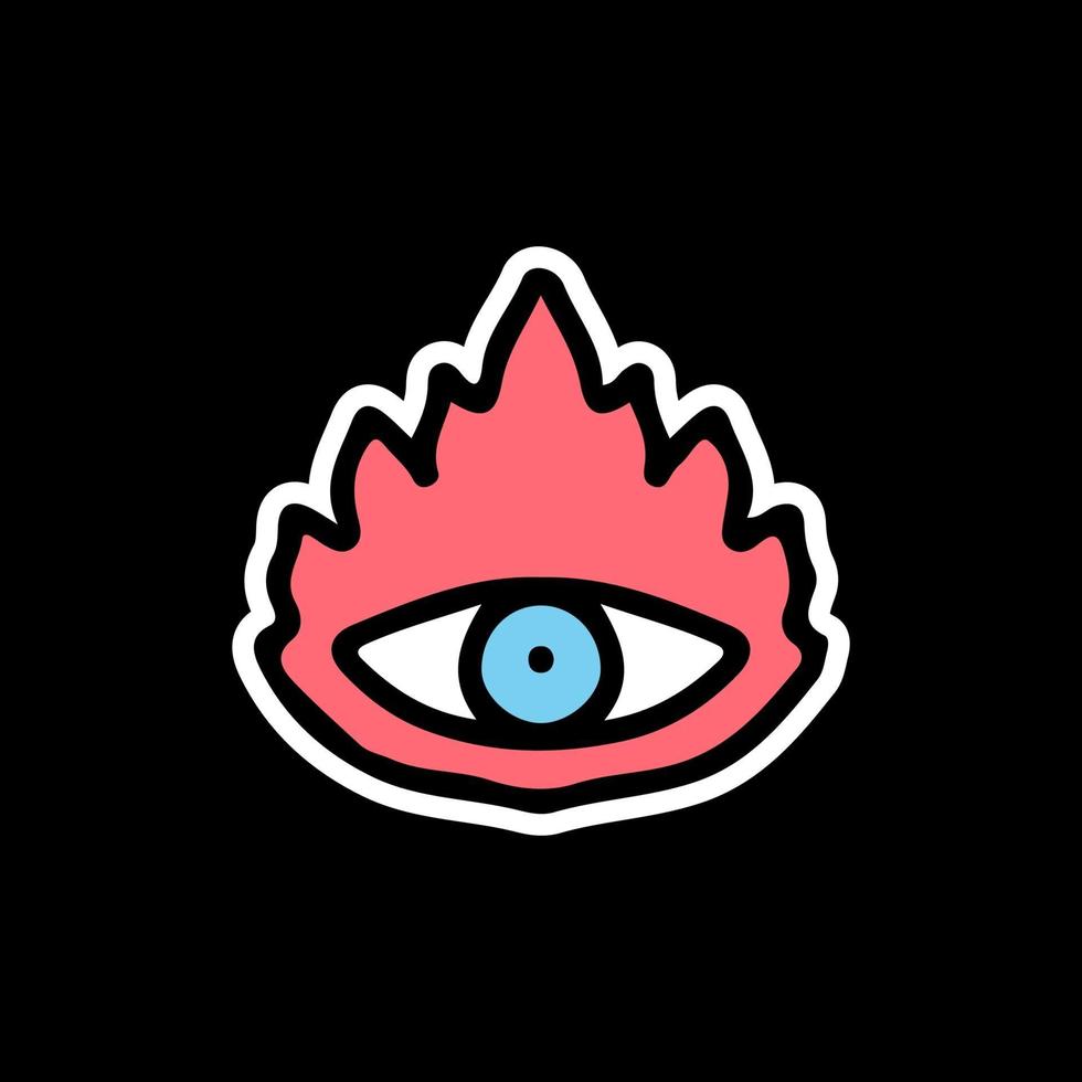 one eye and fire. illustration for t shirt vector