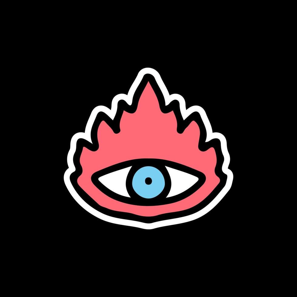 un ojo y fuego. ilustración para camiseta vector