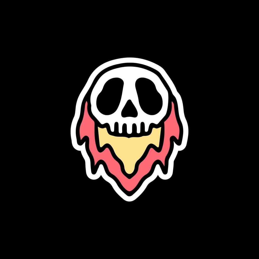 skeleton head with fire. illustration for t shirt vector