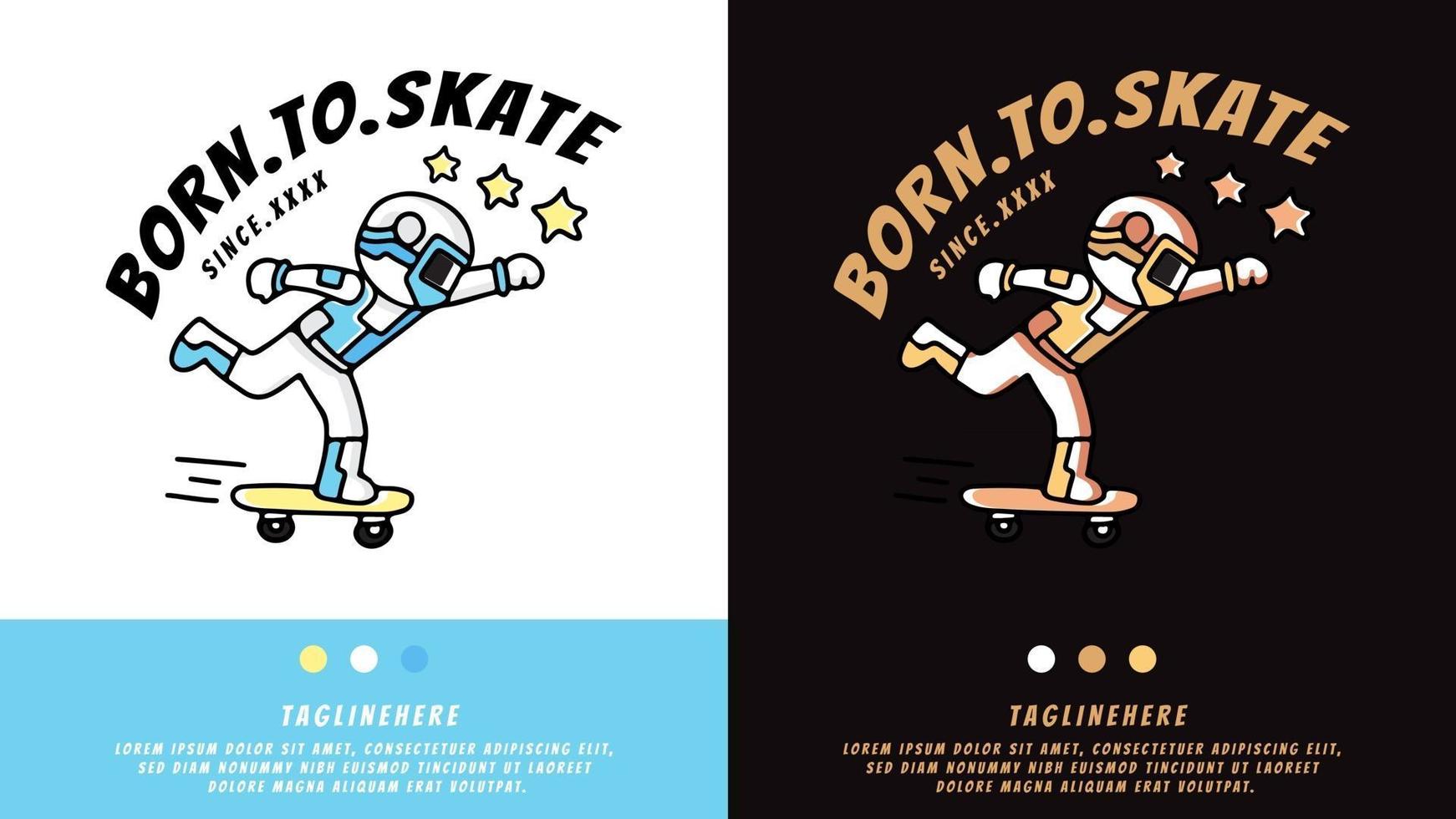 astronaut playing skateboard in hype style. illustration for t shirt vector