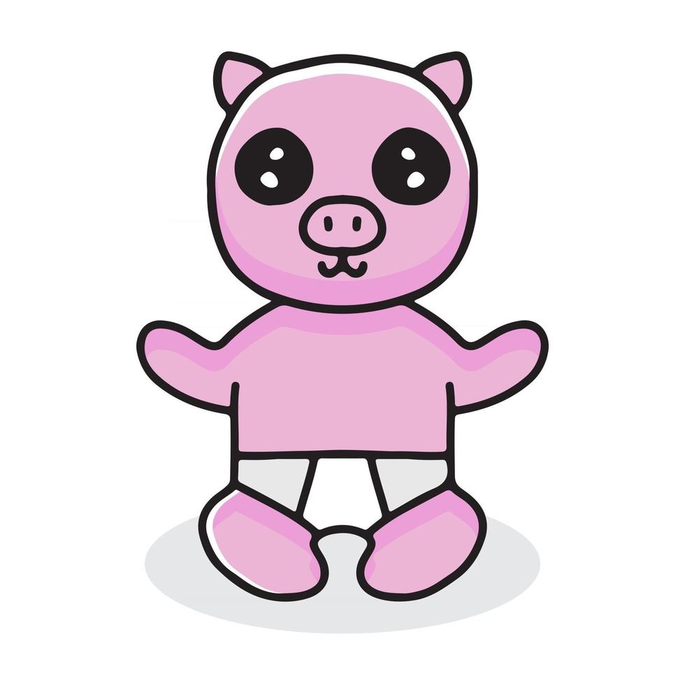 baby pig cartoon wearing diapers. illustration for t shirt vector