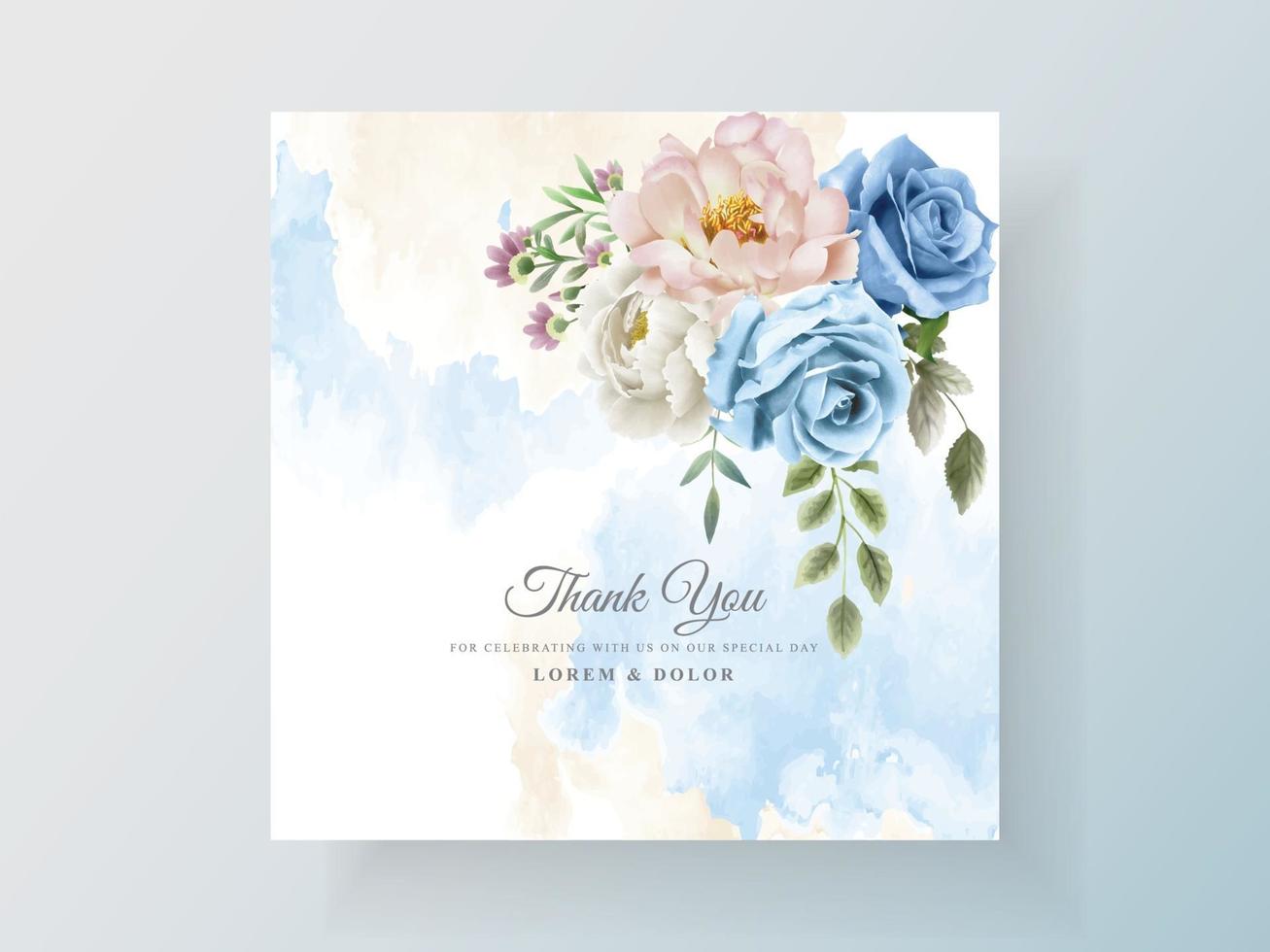 Wedding invitation with beautiful floral watercolor vector