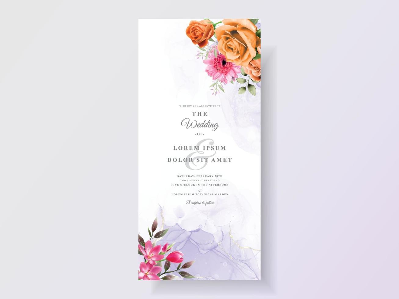 Abstract and floral watercolor wedding invitations vector