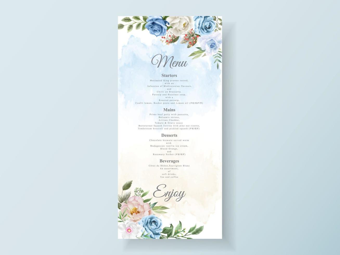 Wedding invitation with beautiful floral watercolor vector