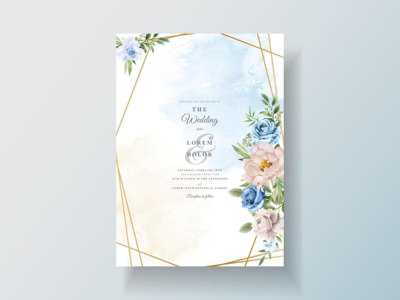 Wedding invitation with beautiful floral watercolor vector