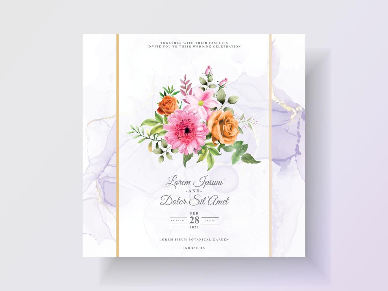 Abstract and floral watercolor wedding invitations vector