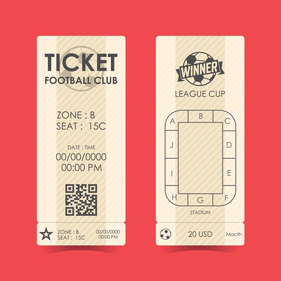 Football, Soccer Ticket Design. Vector illustration