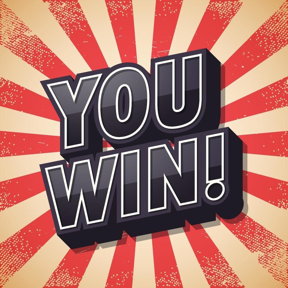 You win, Retro poster. Vector illustration
