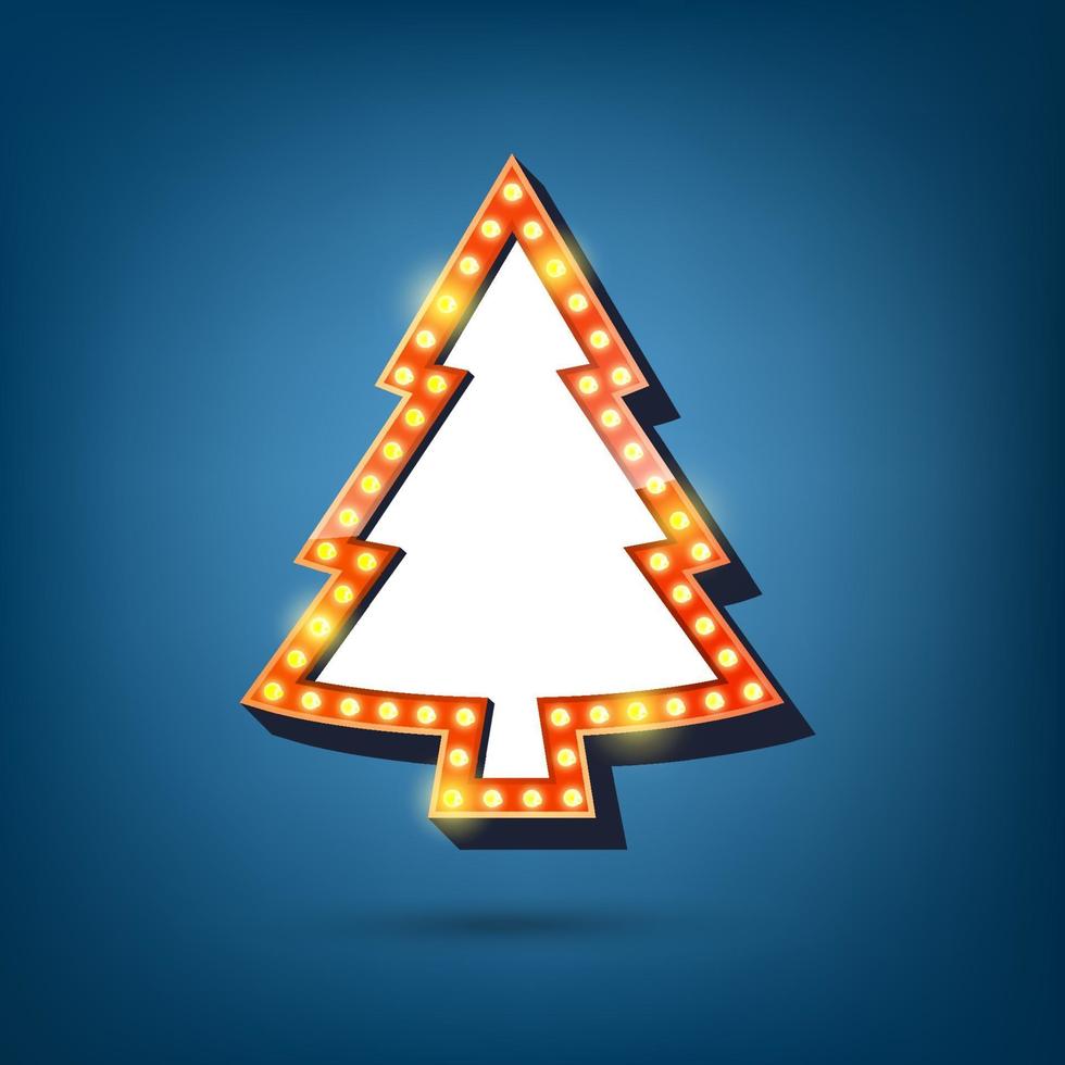 Electric Bulbs Billboard, Light Frame is Christmas Tree vector