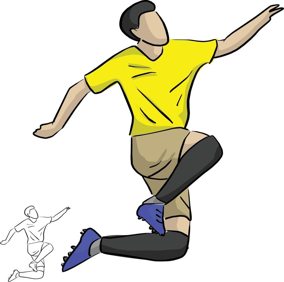 soccer player jumping for celebrating his goal vector