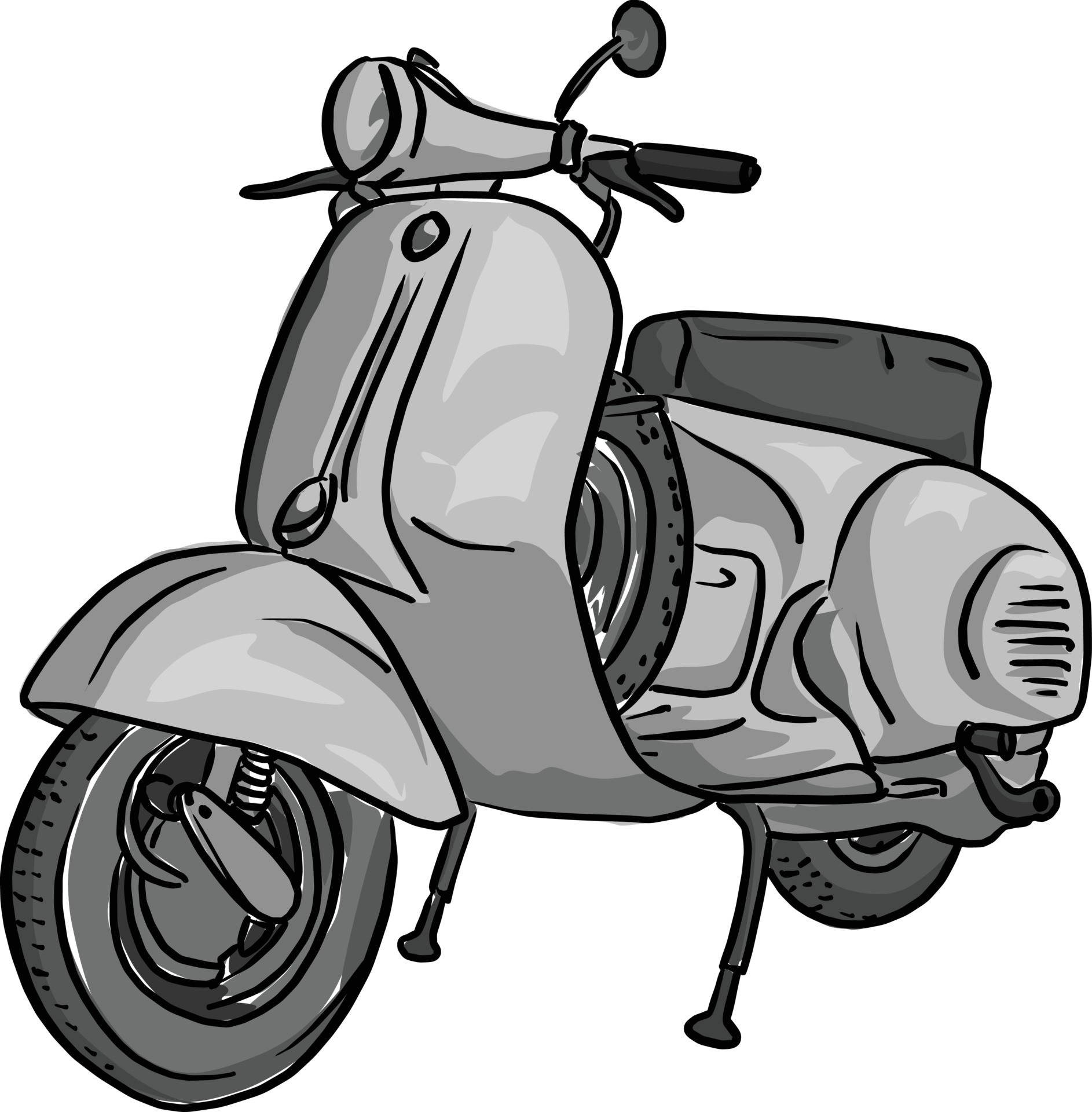 retro gray scooter vector illustration sketch doodle 3126899 Art at Vecteezy