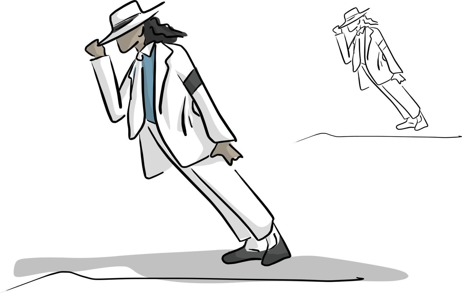 cantante en traje blanco bailando boceto de ilustración vectorial vector