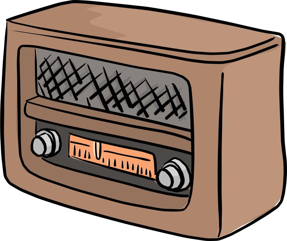 Doodle de dibujo de ilustración de vector de radio marrón retro